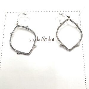 Stella & Dot Pavé Open Chandelier Sparkling Silver Hoop Earrings